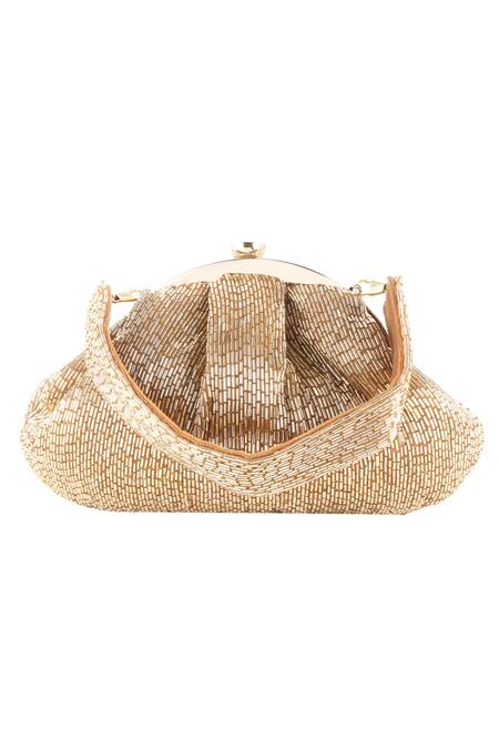 Nazaakat By Samara Singh_Gold Beads Batua Bag _at_Aza_Fashions
