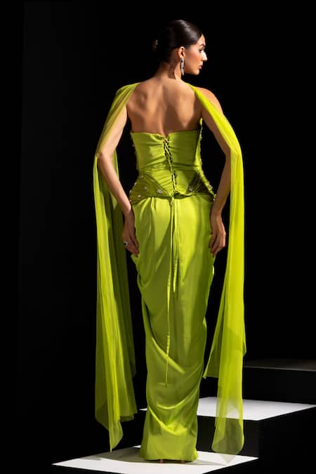 Vesture Venom Neon Corset & Draped Skirt Set 