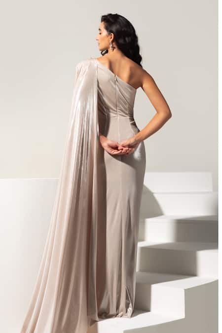 Vesture Platina One Shoulder Slit Gown 
