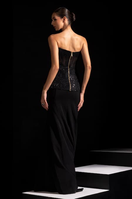 Vesture Pitch Asymmetric Corset & Fishcut Skirt Set 