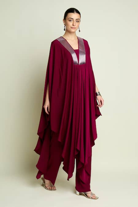 Aakaar Silk Crepe Kaftan & Pant Set 