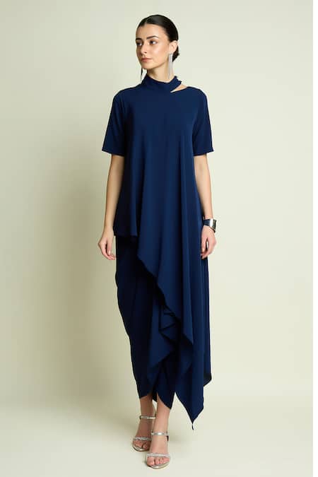 Aakaar Asymmetric Kaftan & Draped Skirt Set 