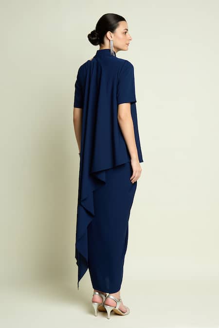 Aakaar Asymmetric Kaftan & Draped Skirt Set 