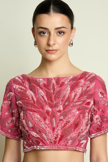 Aakaar Embellished Moss Crepe Blouse 