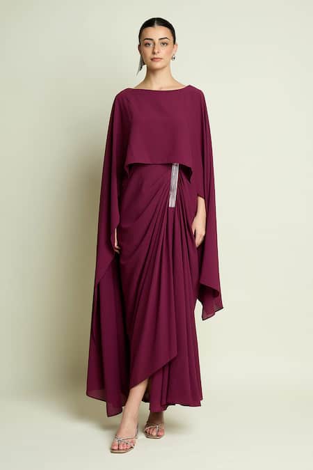 Aakaar Draped Cape Dress 