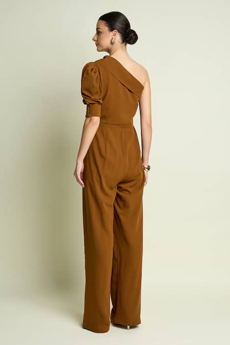 Aakaar One Shoulder Puff Sleeve Jumpsuit 