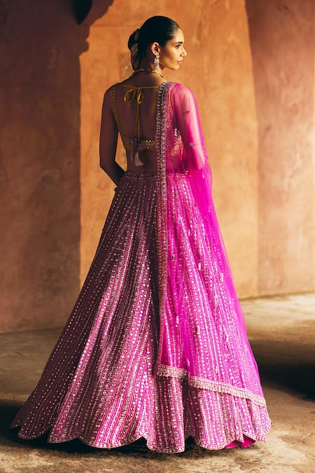 Angad Singh Rani Raw Silk Bridal Lehenga Set 