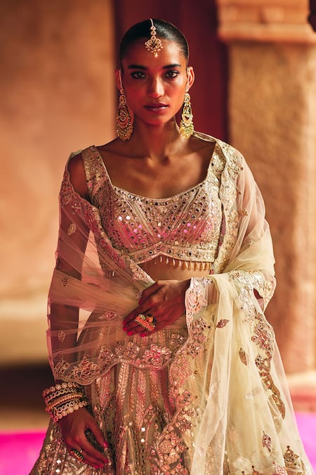 Angad Singh Mint Organza Mirrors, Zari, Gota Patti, Embroidery, Sequins Green Lehenga Set Online at Aza Fashions Angad Singh_Mint Organza Mirrors, Zari, Gota Patti, Embroidery, Sequins Green Lehenga Set _Online_at_Aza_Fashions