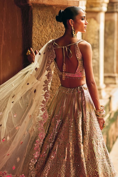 Shop Angad Singh Mint Organza Mirrors, Zari, Gota Patti, Embroidery, Sequins Green Lehenga Set Online at Aza Fashions Shop_Angad Singh_Mint Organza Mirrors, Zari, Gota Patti, Embroidery, Sequins Green Lehenga Set _Online_at_Aza_Fashions