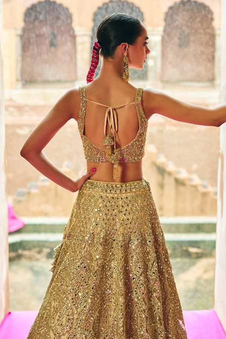 Angad Singh Gold Net Bridal Lehenga Set 