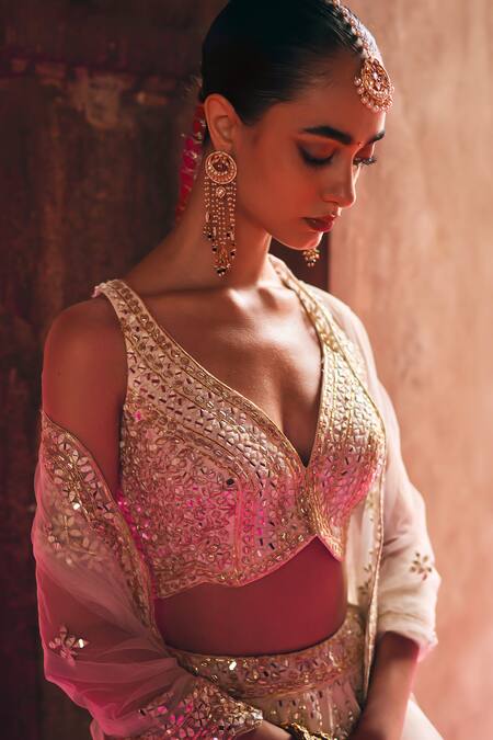 Angad Singh Ivory Silk, Net Mirrors, Zari, Gota Patti, Embroidery Raw Bridal Lehenga Set Online at Aza Fashions Angad Singh_Ivory Silk, Net Mirrors, Zari, Gota Patti, Embroidery Raw Bridal Lehenga Set _Online_at_Aza_Fashions