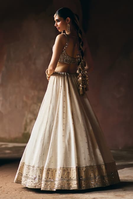 Angad Singh Gold Tissue Lehenga Set 