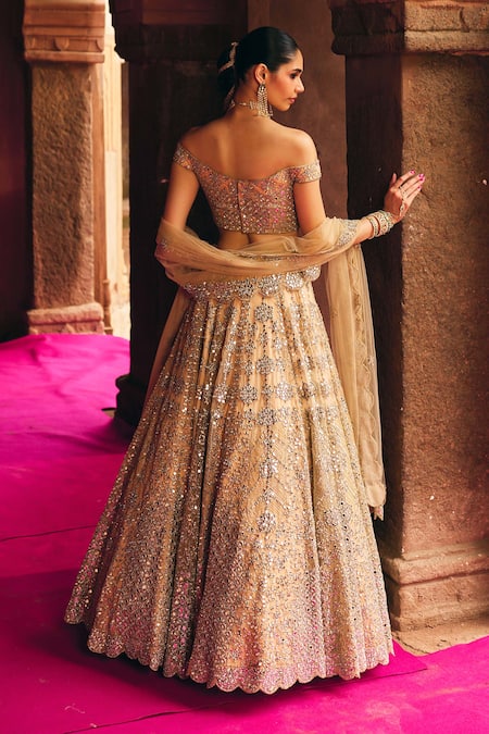 Angad Singh Gold Organza Bridal Lehenga Set 