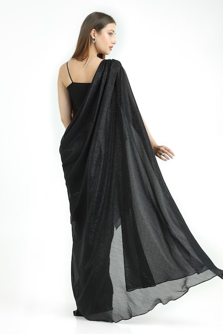Cham Cham Draped Sheer Shoulder Gown