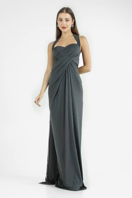 Cham Cham Halter Neck Draped Gown 