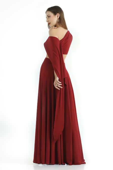 Cham Cham Asymmetric Crop Top & Ruched Skirt Set