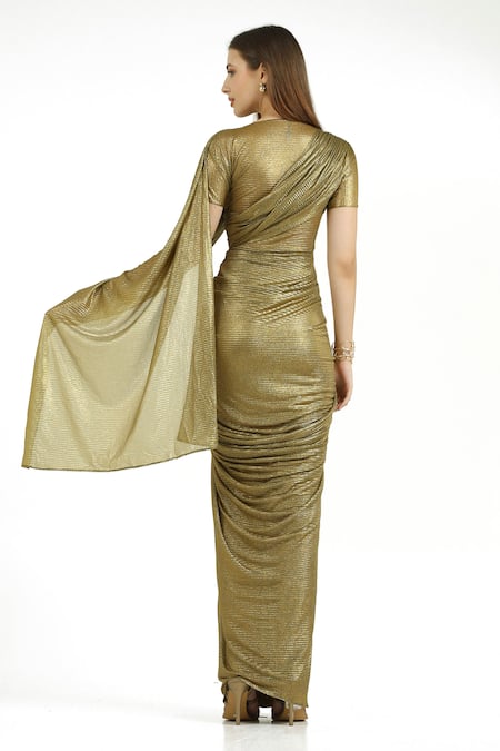 Cham Cham Electrum Gold Gathers & Pleats Gown