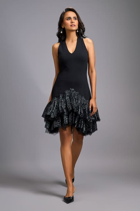 Deepika Arora Halter Neck Ruffle Dress 