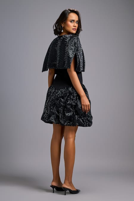 Deepika Arora Ruch Shimmer Embroidered Dress With Cape 