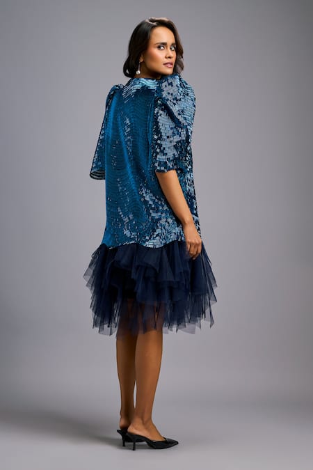 Deepika Arora Sequined Puff Sleeve Dress 