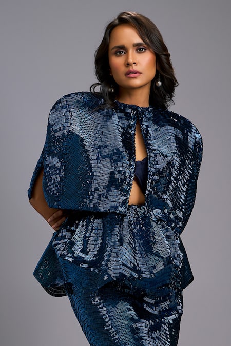 Deepika Arora Structured Shimmer Cape 