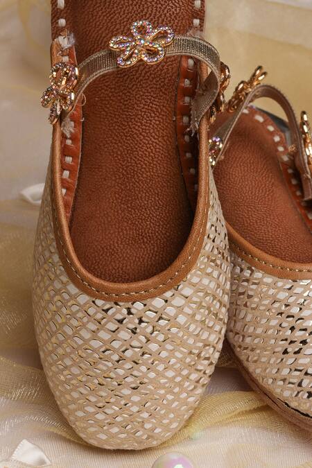 Buy_Hello JR_Gold Dalia Glitter Embellished Mules _Online_at_Aza_Fashions