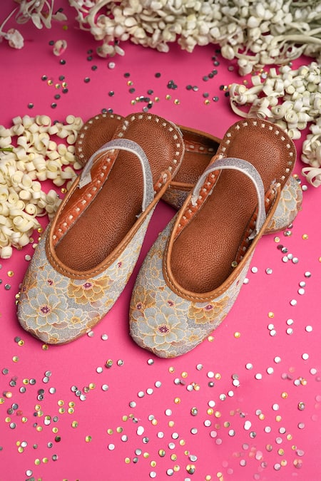 Hello JR Girasol Shimmery Floral Pattern Flat Mules 