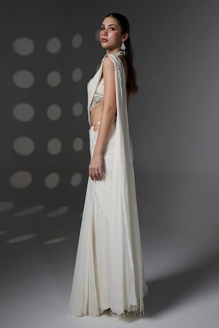 Jade By Ashima Anna Pre-Draped Saree With Blouse 