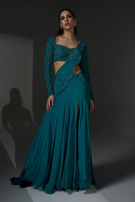 Jade By Ashima Sarah Draped Saree With Blouse 