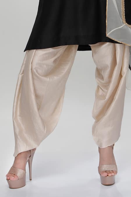 Ranian Black Silk Embroidery Round Neck Dogri Kurta And Dhoti Salwar Set Online at Aza Fashions Ranian_Black Silk Embroidery Round Neck Dogri Kurta And Dhoti Salwar Set _Online_at_Aza_Fashions