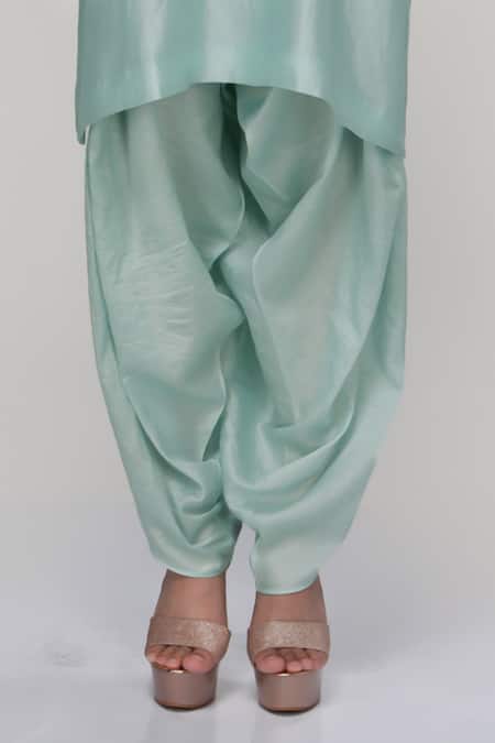 Ranian Blue Silk, Organza Embroidery, Zari Round Neck Dogri Kurta And Dhoti Salwar Set Online at Aza Fashions Ranian_Blue Silk, Organza Embroidery, Zari Round Neck Dogri Kurta And Dhoti Salwar Set _Online_at_Aza_Fashions