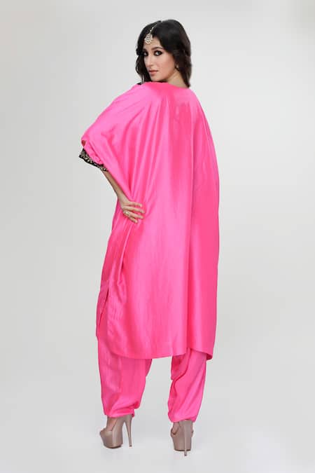 Ranian Wrinkled Silk Kaftan & Dhoti Salwar Set 