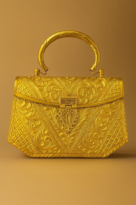 Tasna Handcrafted Brass Engraved Clutch Bag 
