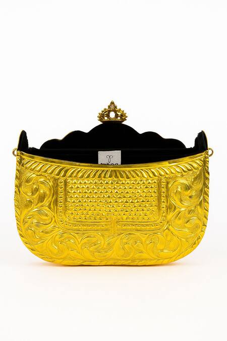Buy Tasna Gold Embroidery Handcrafted Engraved Brass Clutch Bag Online at Aza Fashions Buy_Tasna_Gold Embroidery Handcrafted Engraved Brass Clutch Bag _Online_at_Aza_Fashions