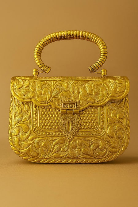 Tasna Handcrafted Engraved Brass Clutch Bag 