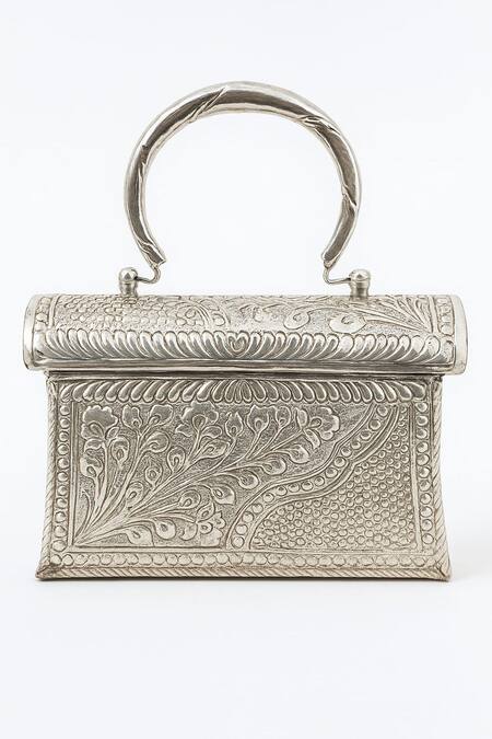 Tasna Handcrafted Floral & Geometric Engraved Clutch 