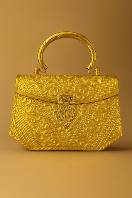 Tasna Handcrafted Brass Engraved Clutch 
