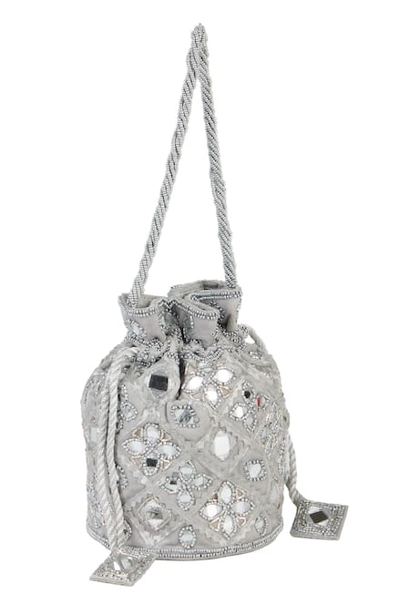 The Purple Sack Embellished Raw Silk Potli Bag 