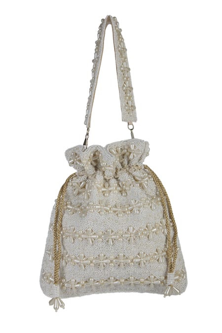 The Purple Sack Beaded & Pearl Embroidered Potli Bag 
