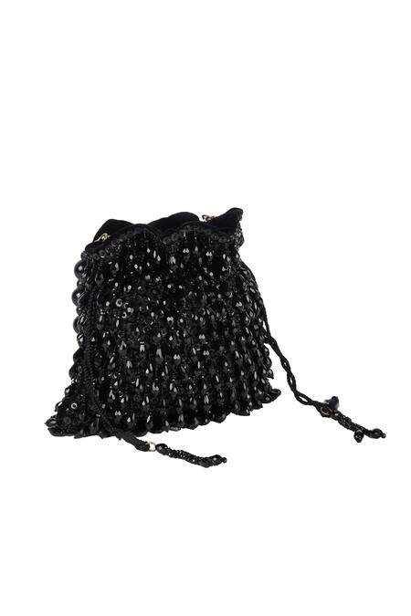 Buy_The Purple Sack_Black Beads, Sequins Beaded Embellished Potli Bag _Online_at_Aza_Fashions