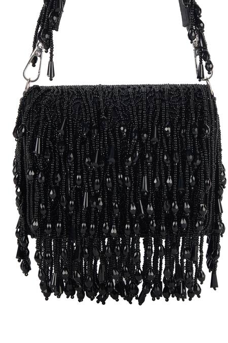 Buy_The Purple Sack_Black Beads, Tassels Beaded Fringe Potli Bag _Online_at_Aza_Fashions