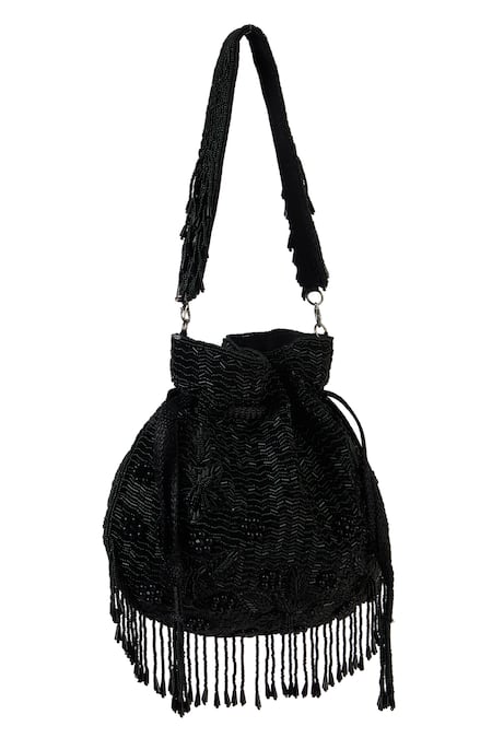 The Purple Sack Beaded Fringe Potli Bag 