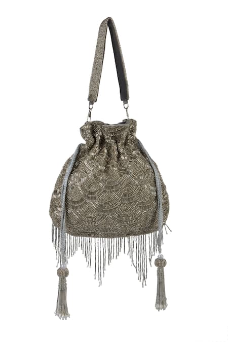 The Purple Sack Beaded Scallop Pattern Potli Bag 