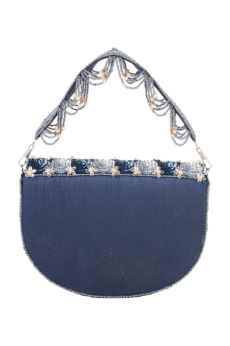 The Purple Sack Floral Sequin & Bead Embellished Clutch 