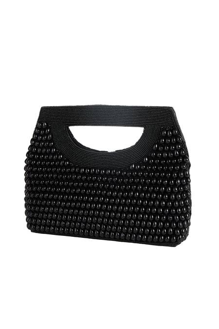 Buy_The Purple Sack_Black Beads Hand Embroidered Clutch Bag _Online_at_Aza_Fashions