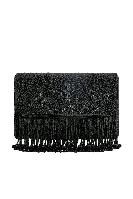 The Purple Sack Beaded Fringe Hand Embroidered Bag 