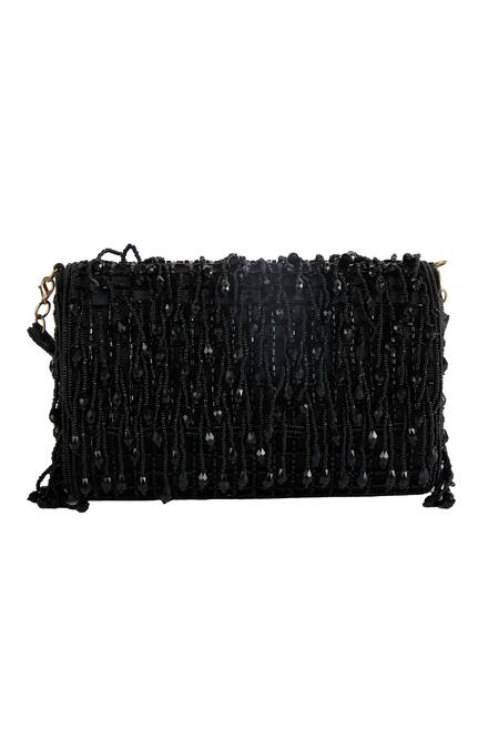 The Purple Sack Beaded Drop Fringe Hand Embroidered Bag 