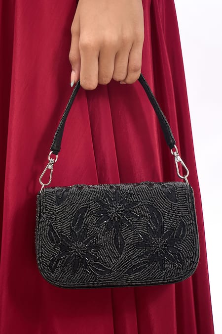 The Purple Sack Floral Beaded Hand Embroidered Bag 