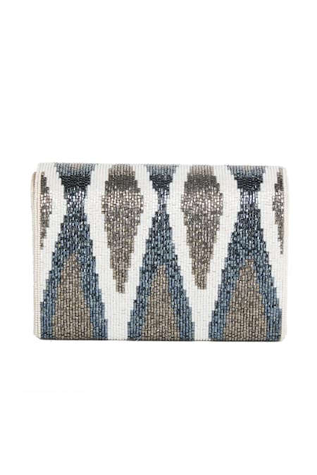 The Purple Sack Beaded Abstract Pattern Clutch Bag 