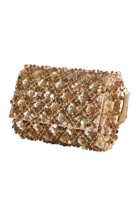 Buy_The Purple Sack_Gold Embroidery, Sequins And Beads Hand Bag _Online_at_Aza_Fashions